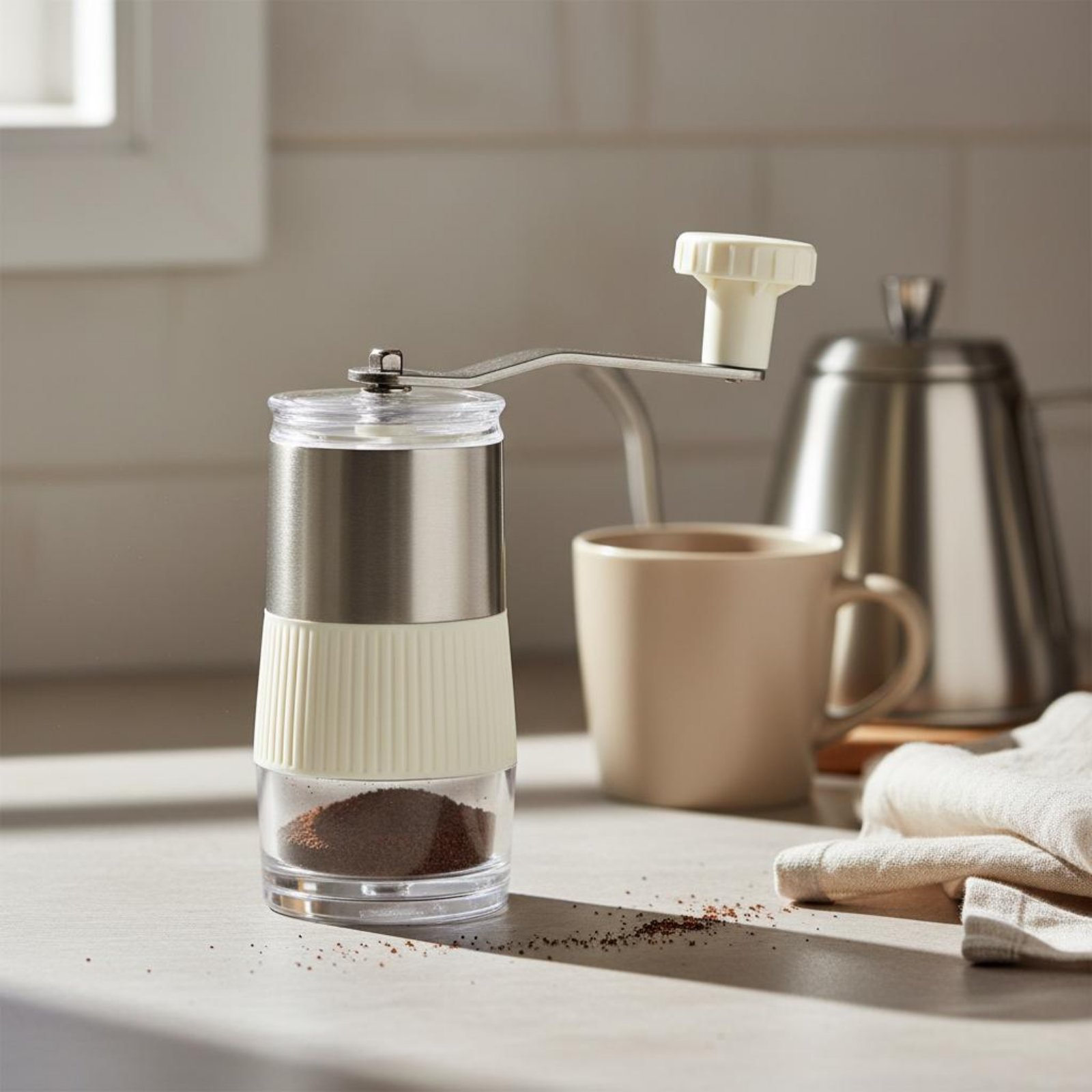 مطحنة قهوة يدوية ذات توزيع موح - مراجعة Kitchen Hand Gadgets وسعره